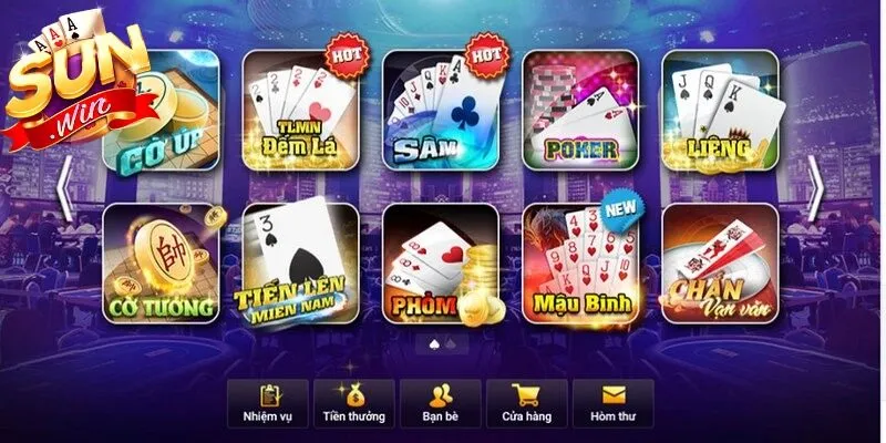 Top game bài đổi thưởng ăn khách nhất Sunwin
